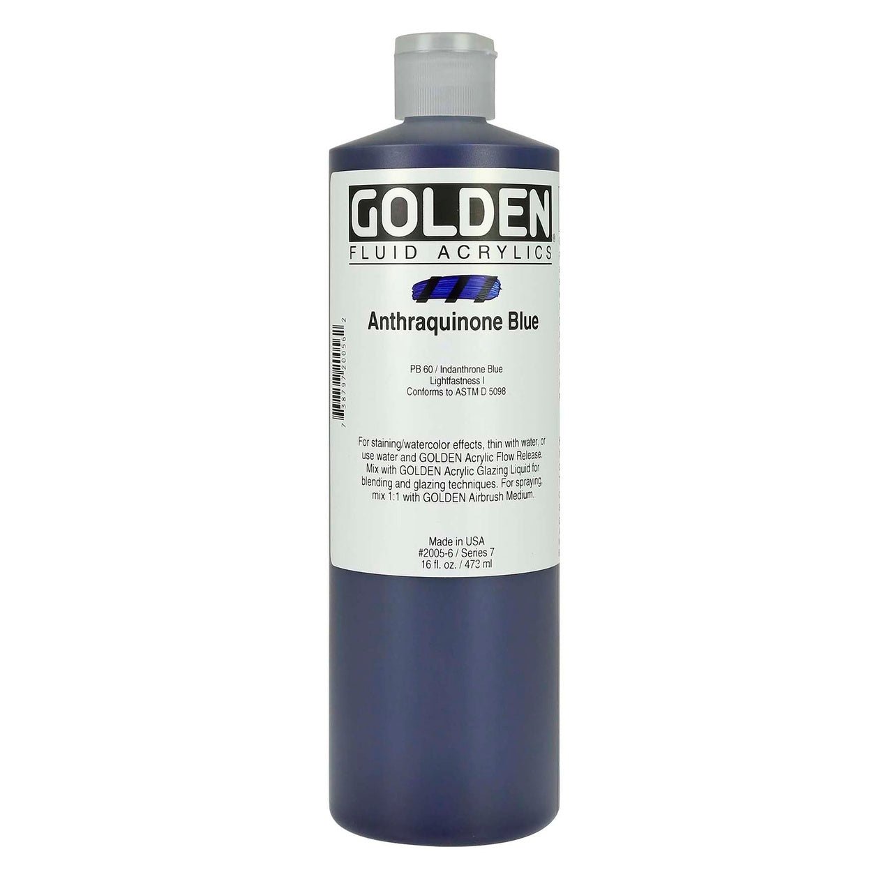 Golden Fluid Acrylic Anthraquinone Blue 16 oz - merriartist.com