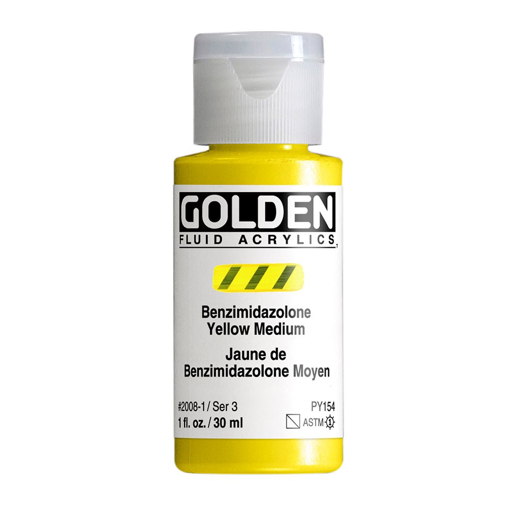 Golden Fluid Acrylic Benzimidazolone Yellow Medium 1 oz - merriartist.com
