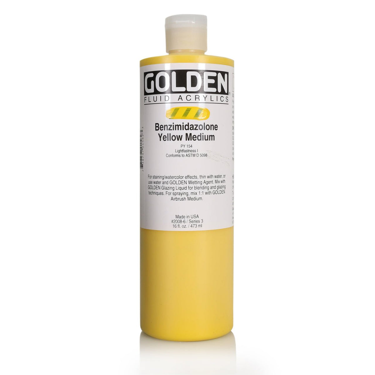 Golden Fluid Acrylic Benzimidazolone Yellow Medium 16 oz - merriartist.com