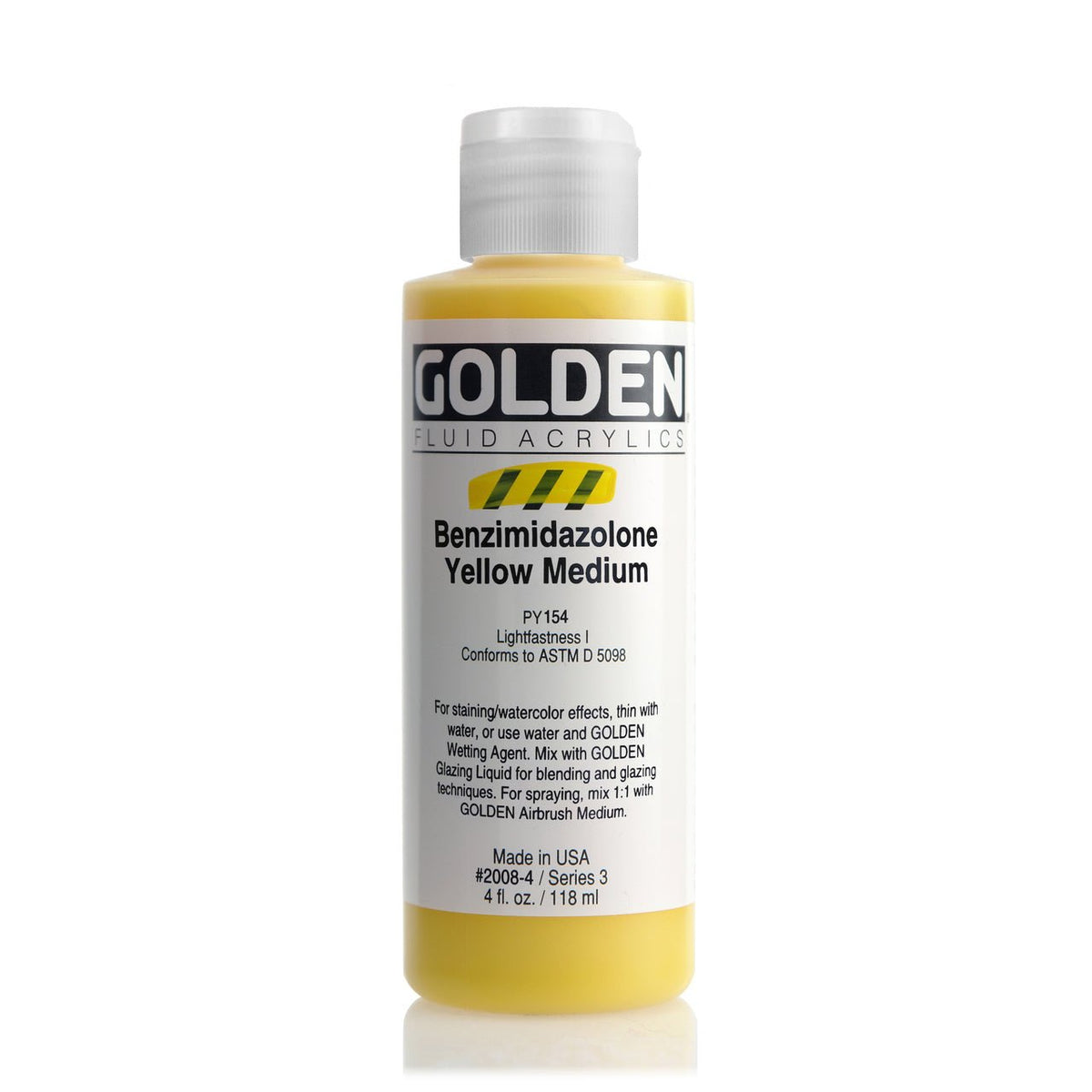 Golden Fluid Acrylic Benzimidazolone Yellow Medium 4 oz - merriartist.com