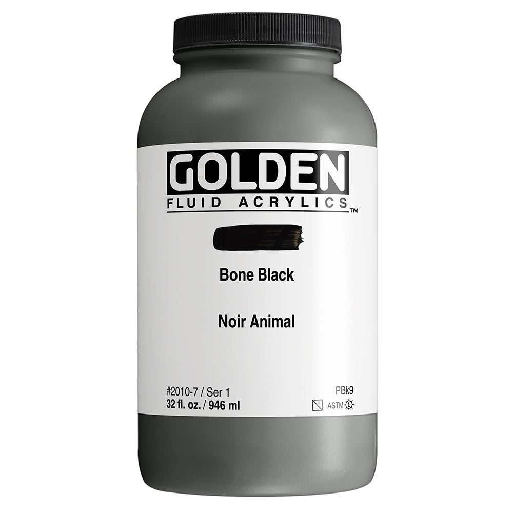 Golden Fluid Acrylic Bone Black 32 oz - merriartist.com