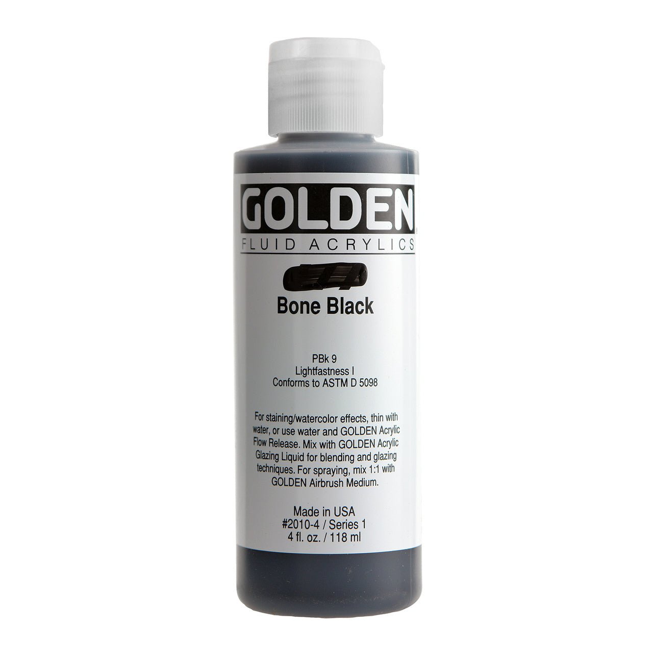 Golden Fluid Acrylic Bone Black 4 oz - merriartist.com