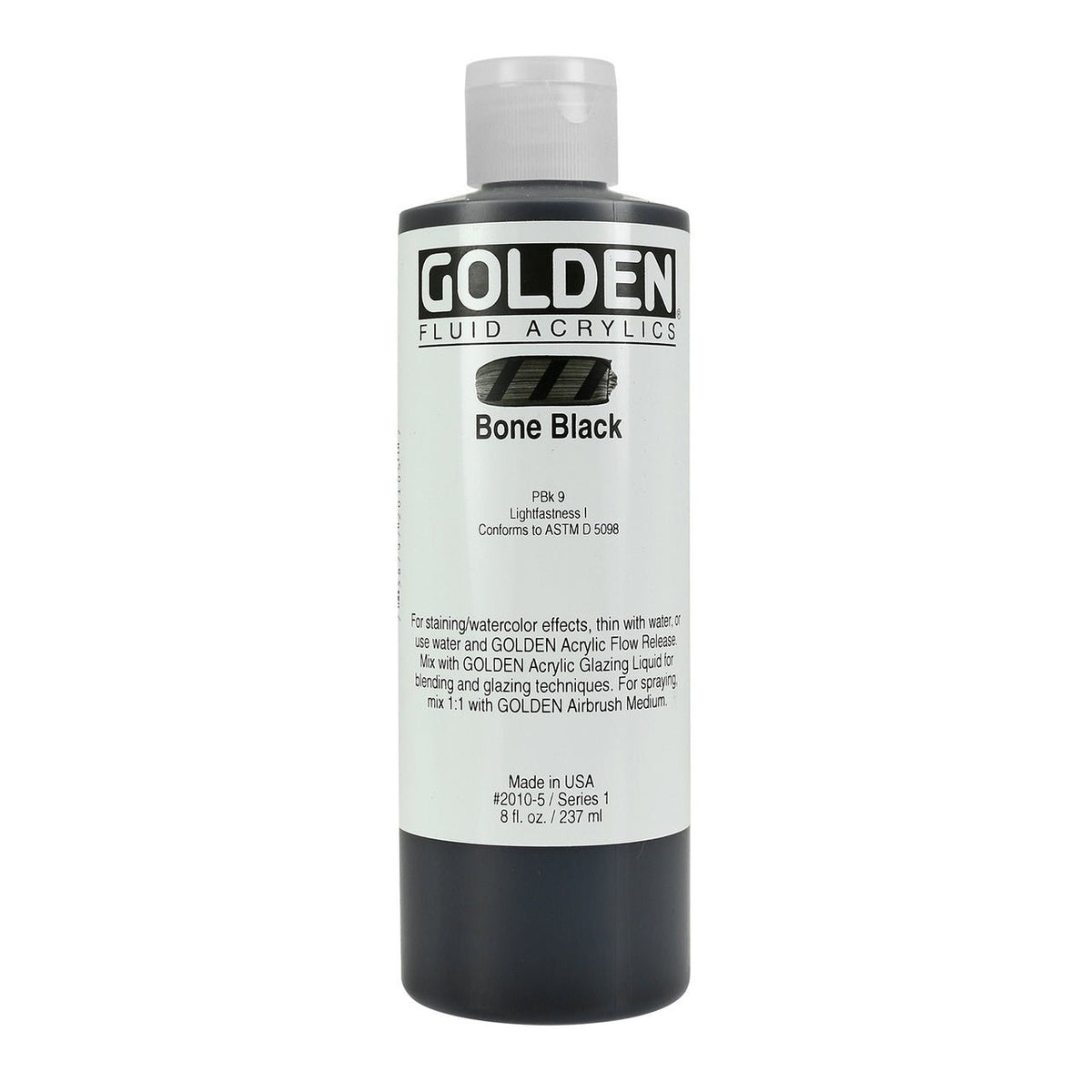 Golden Fluid Acrylic Bone Black 8 oz - merriartist.com