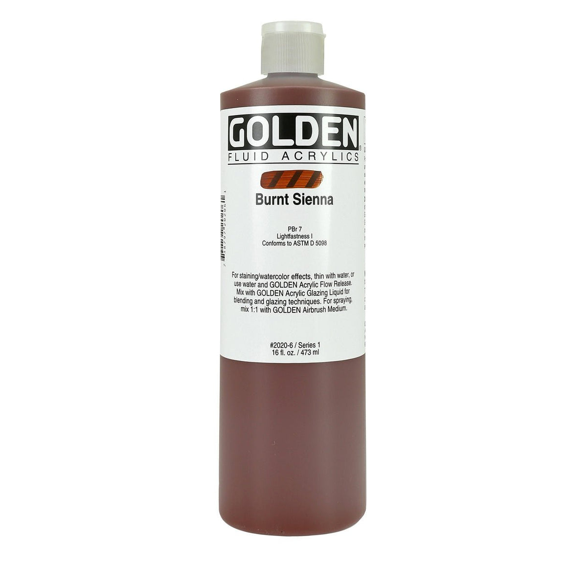 Golden Fluid Acrylic Burnt Sienna 16 oz - merriartist.com