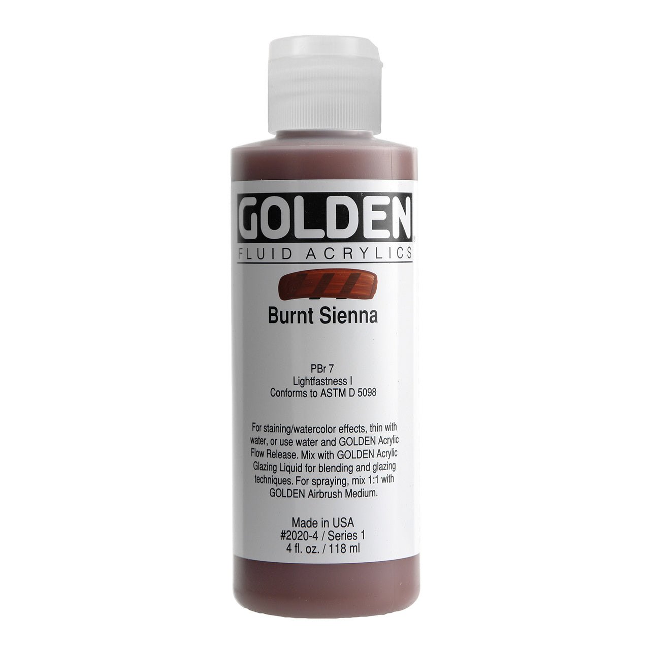 Golden Fluid Acrylic Burnt Sienna 4 oz - merriartist.com