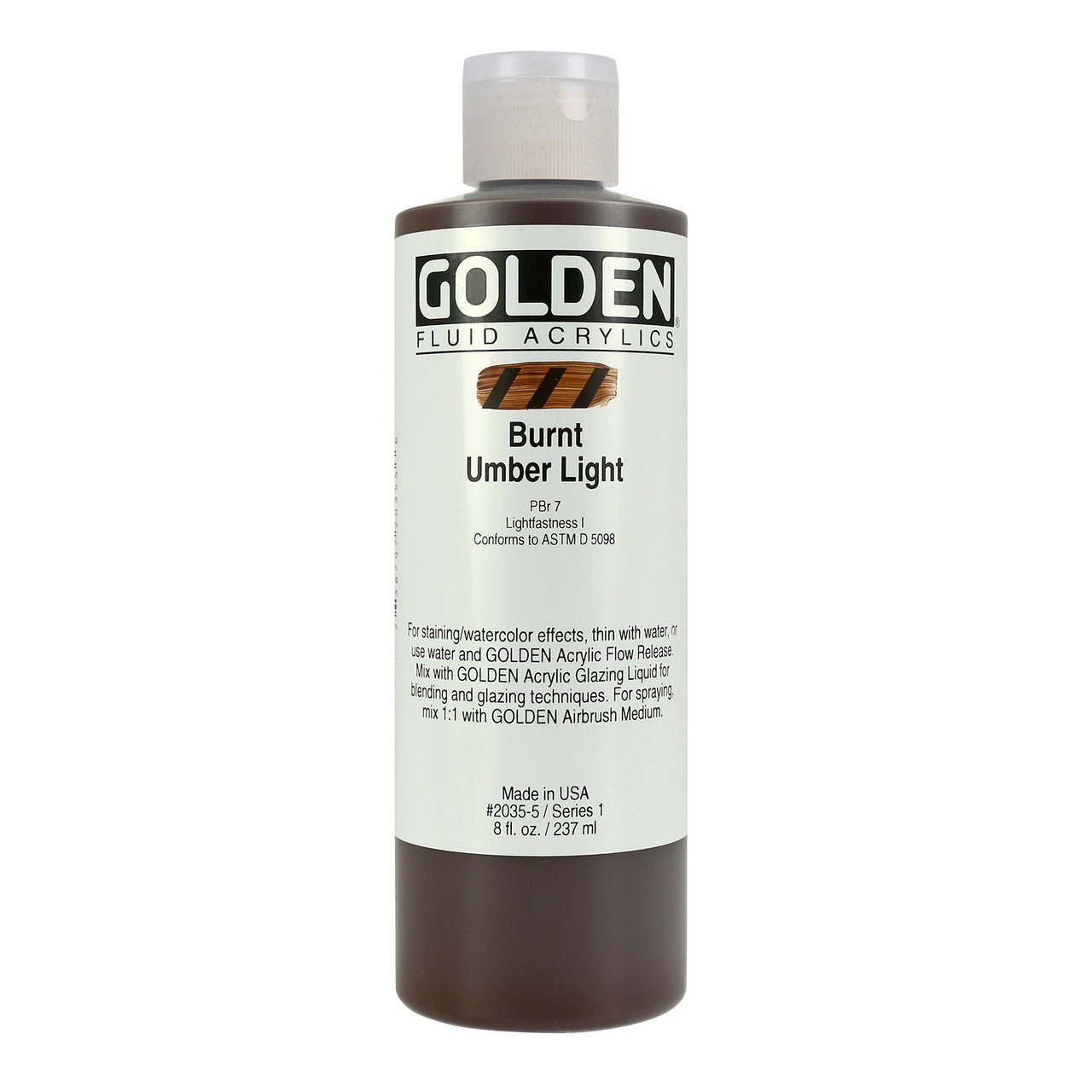 Golden Fluid Acrylic Burnt Umber Light 8 oz - merriartist.com