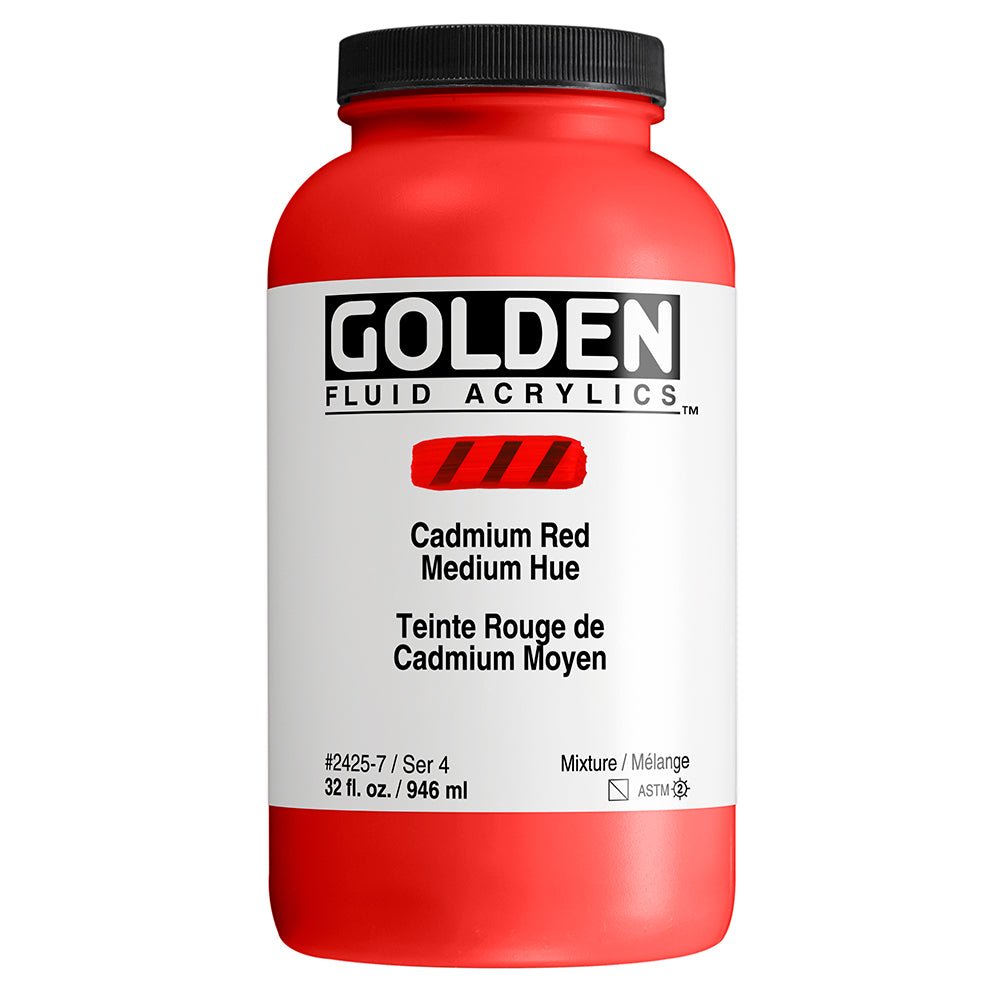 Golden Fluid Acrylic Cadmium Red Medium Hue 32 oz - merriartist.com