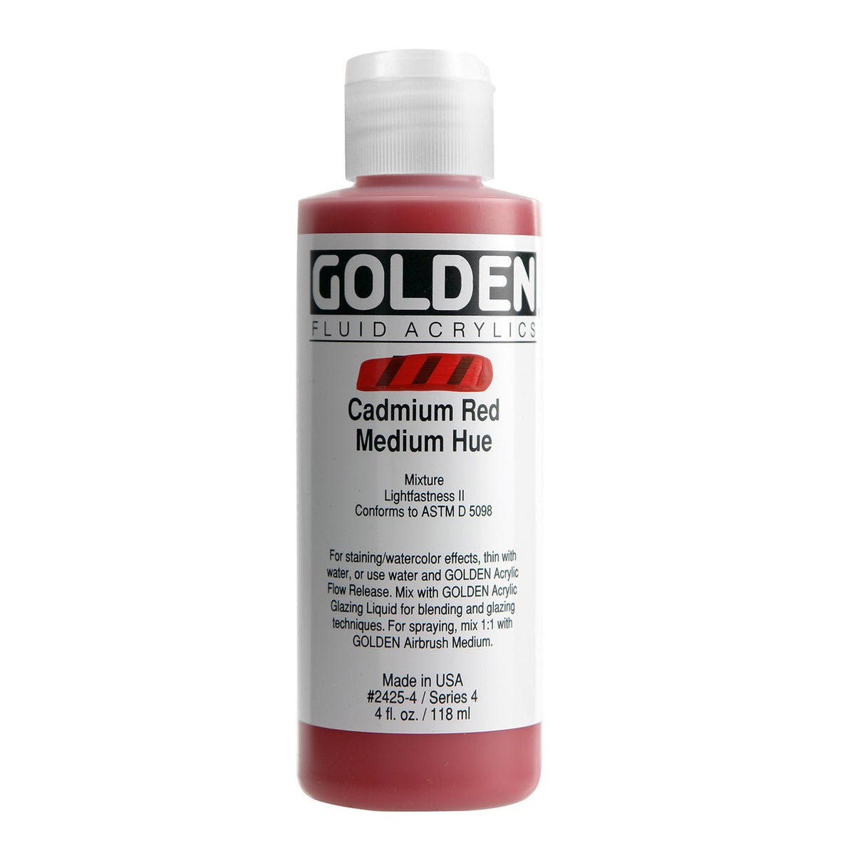 Golden Fluid Acrylic Cadmium Red Medium Hue 4 oz - merriartist.com