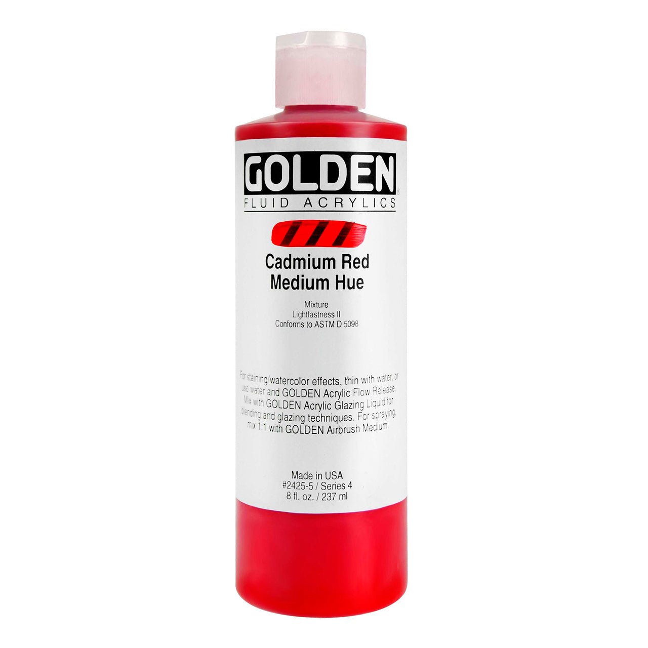 Golden Fluid Acrylic Cadmium Red Medium Hue 8 oz - merriartist.com