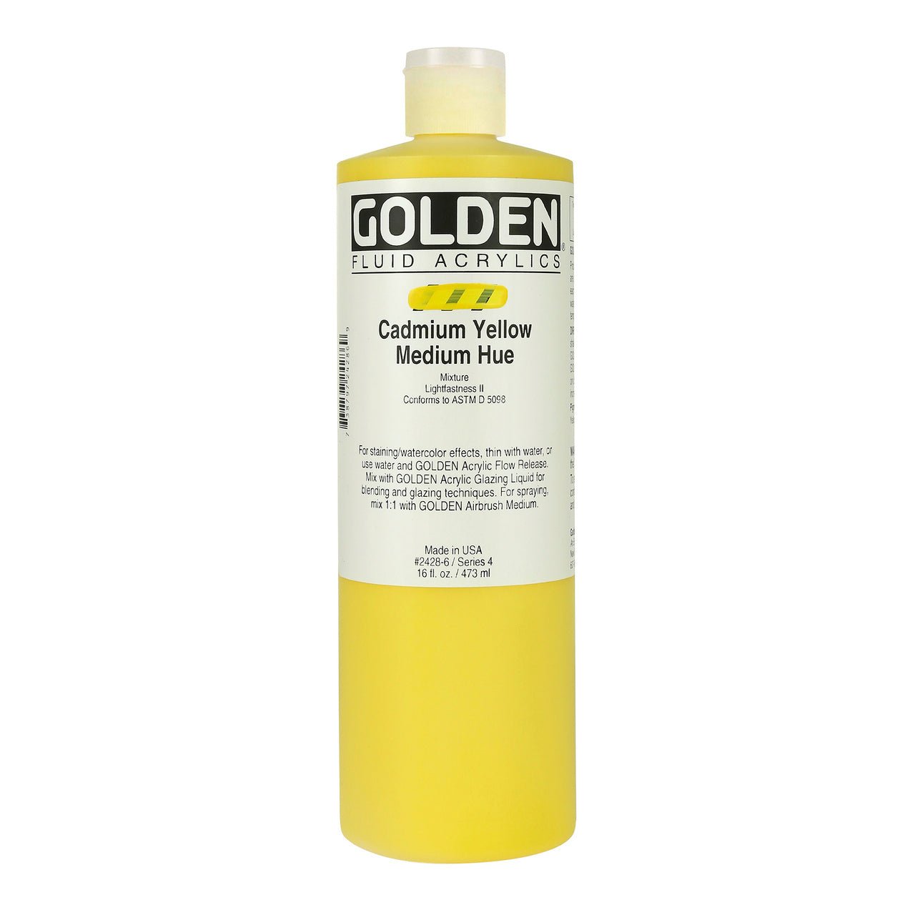 Golden Fluid Acrylic Cadmium Yellow Medium Hue 16 oz - merriartist.com