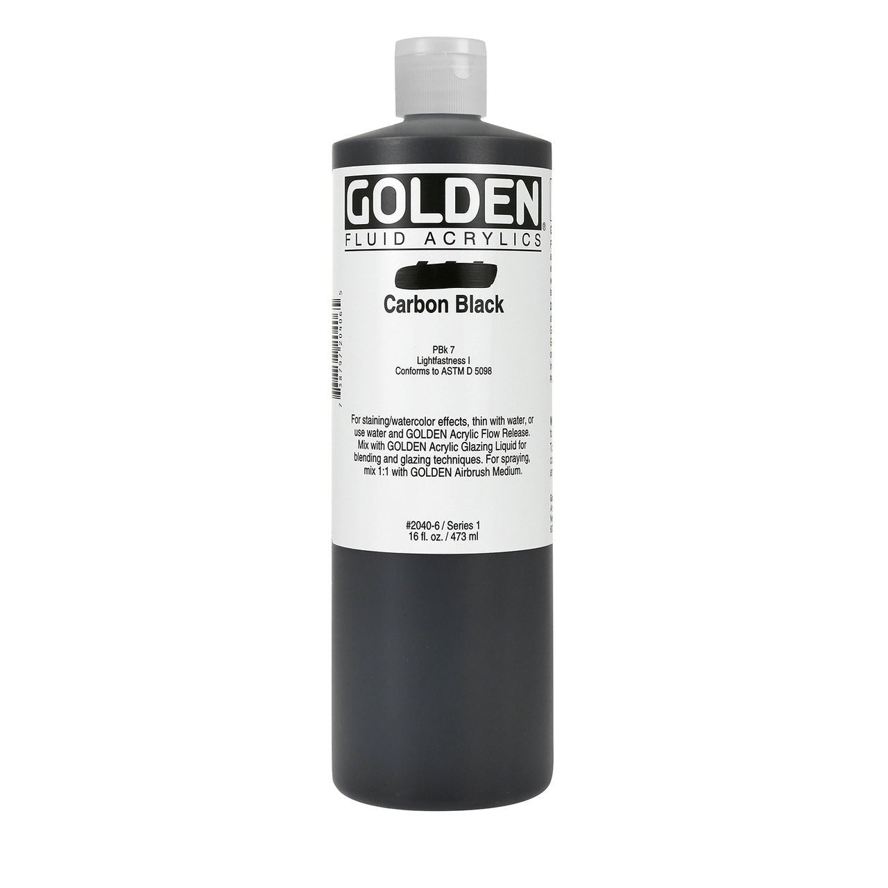 Golden Fluid Acrylic Carbon Black 16 oz - merriartist.com