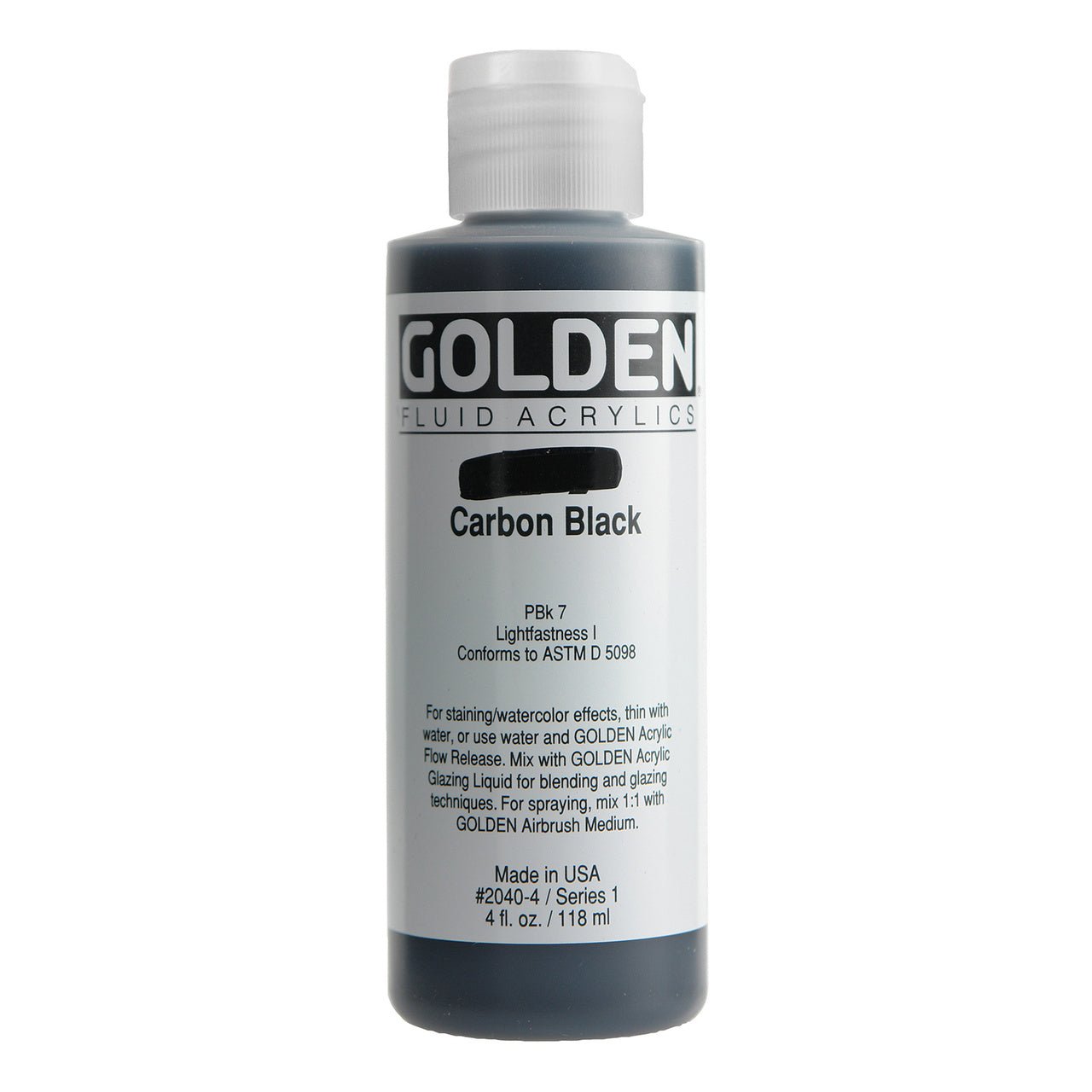Golden Fluid Acrylic Carbon Black 4 oz - merriartist.com