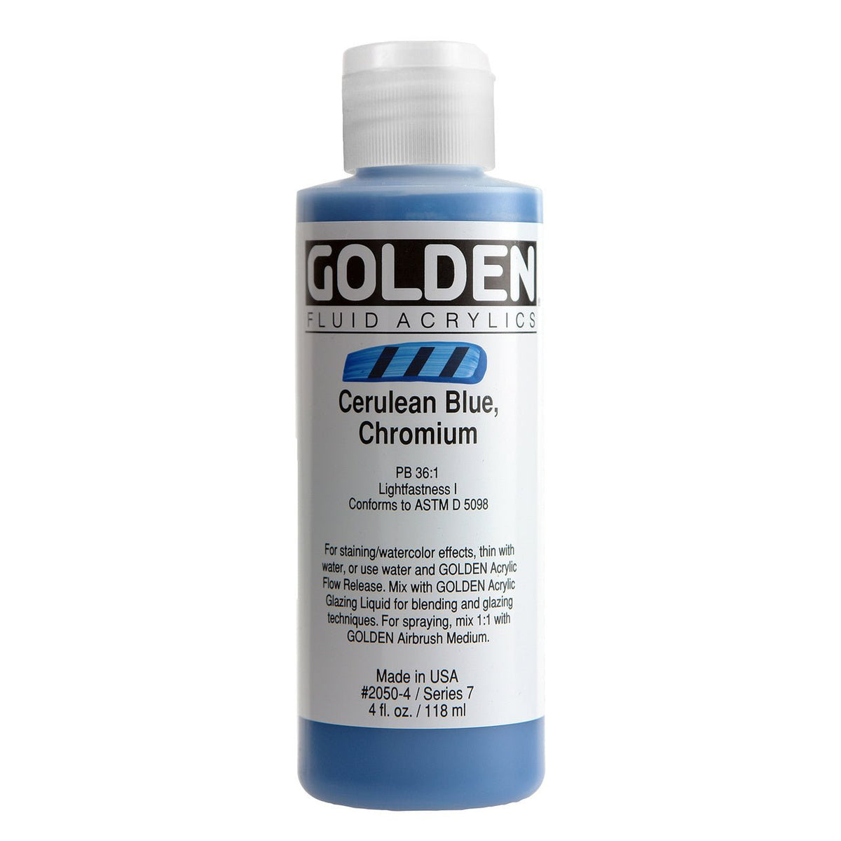 Golden Fluid Acrylic Cerulean Blue Chromium 4 oz - merriartist.com