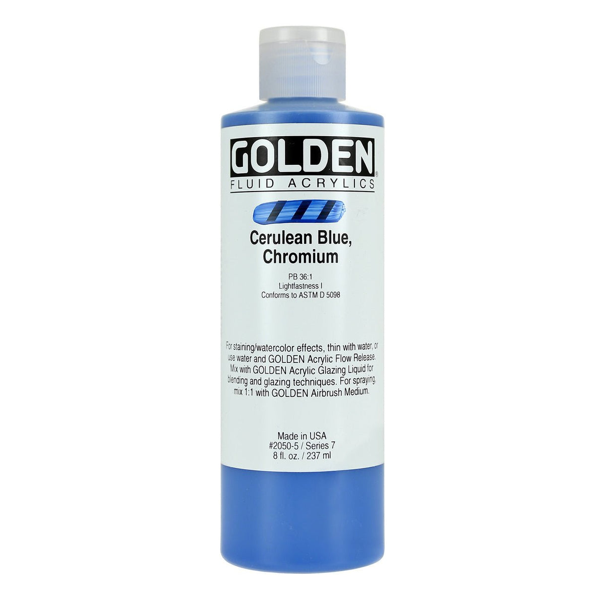 Golden Fluid Acrylic Cerulean Blue Chromium 8 oz - merriartist.com