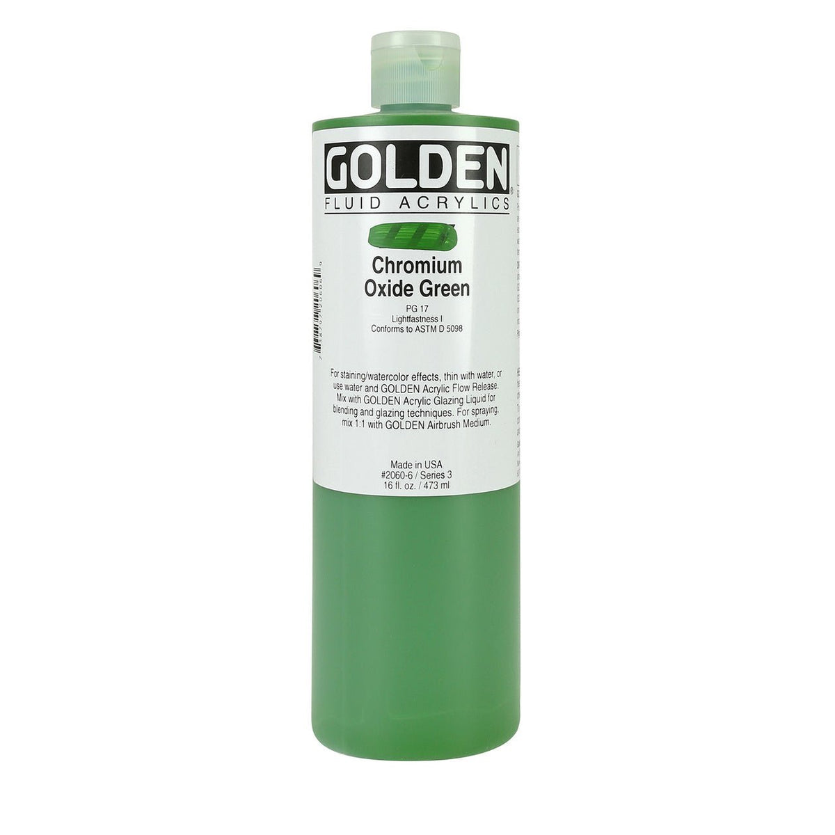 Golden Fluid Acrylic Chromium Oxide Green 16 oz - merriartist.com