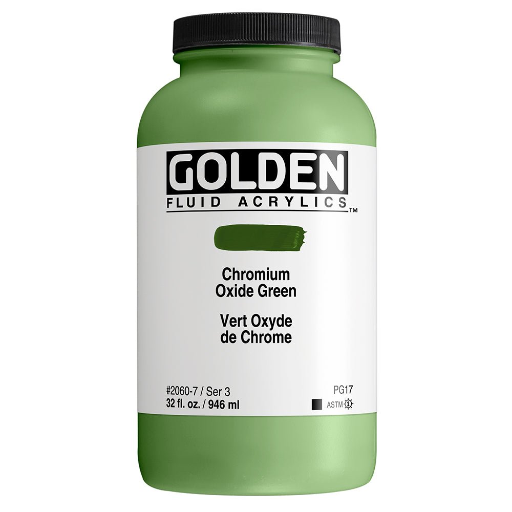Golden Fluid Acrylic Chromium Oxide Green 32 oz - merriartist.com