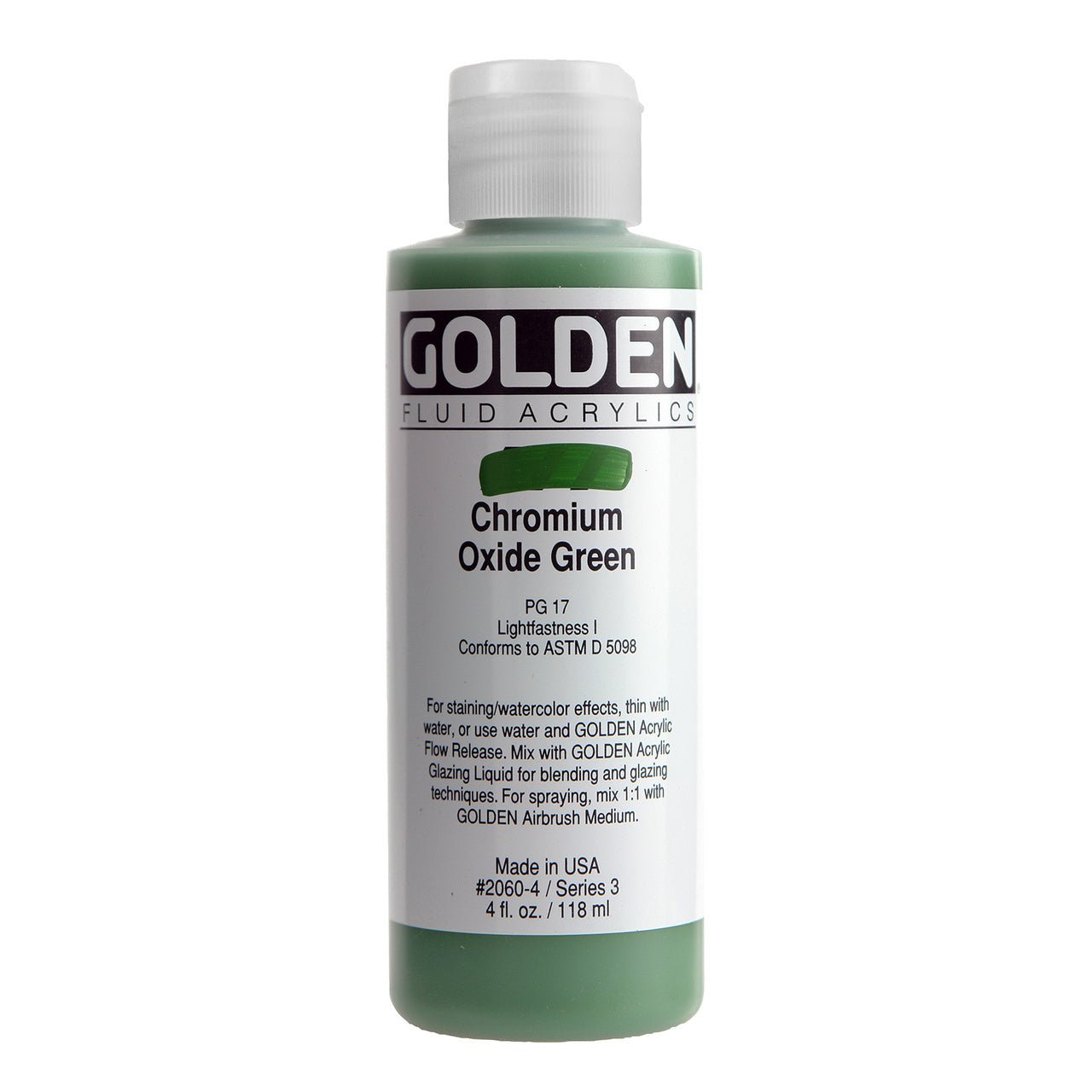 Golden Fluid Acrylic Chromium Oxide Green 4 oz - merriartist.com