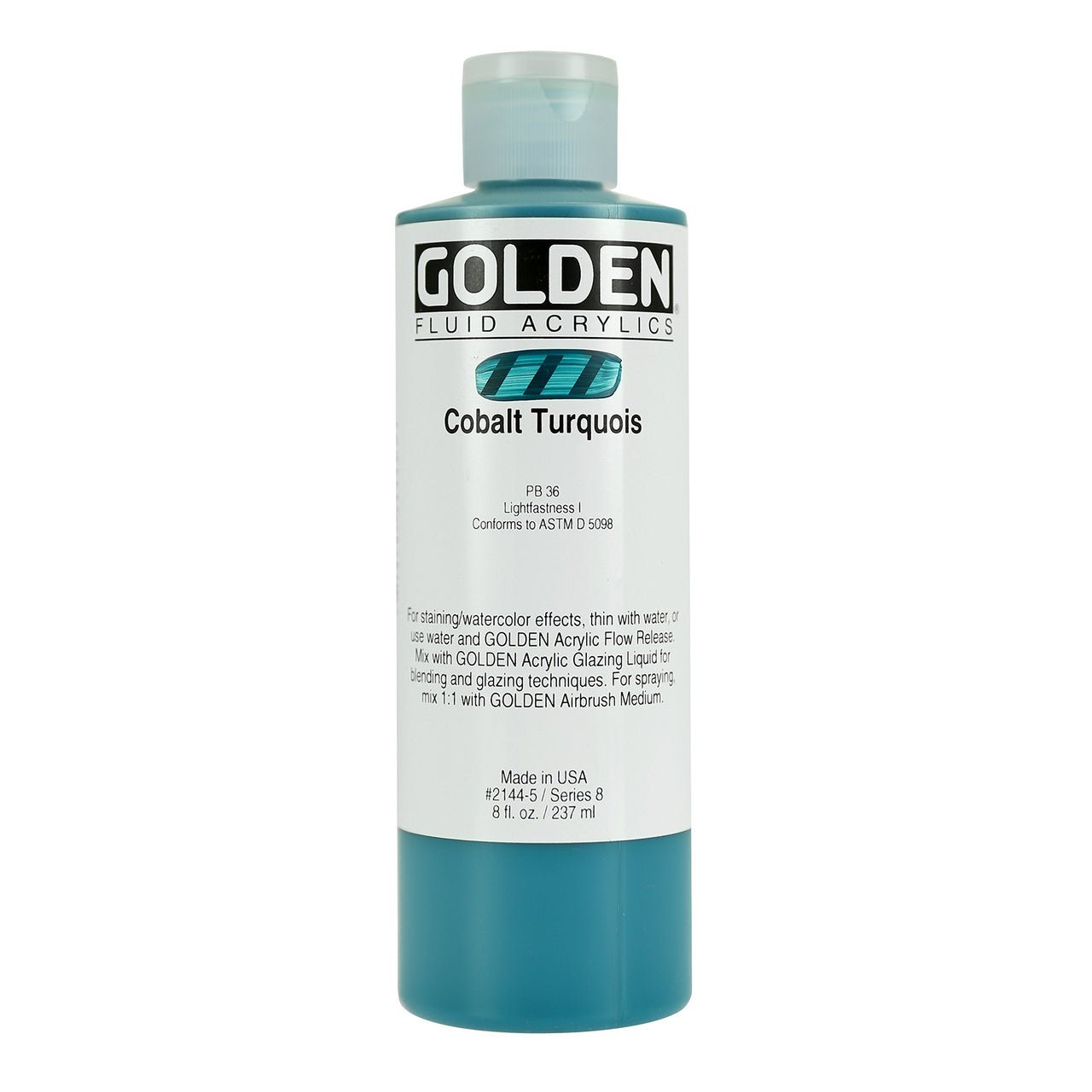 Golden Fluid Acrylic Cobalt Turquois 8 oz - merriartist.com