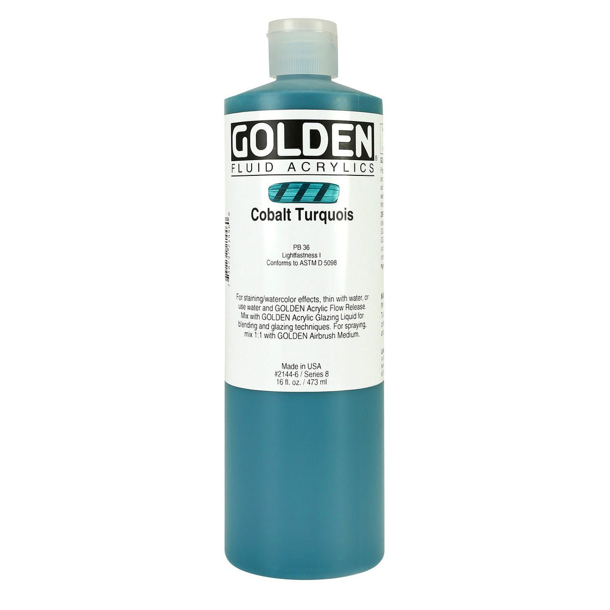 Golden Fluid Acrylic Cobalt Turquoise 16 oz - merriartist.com