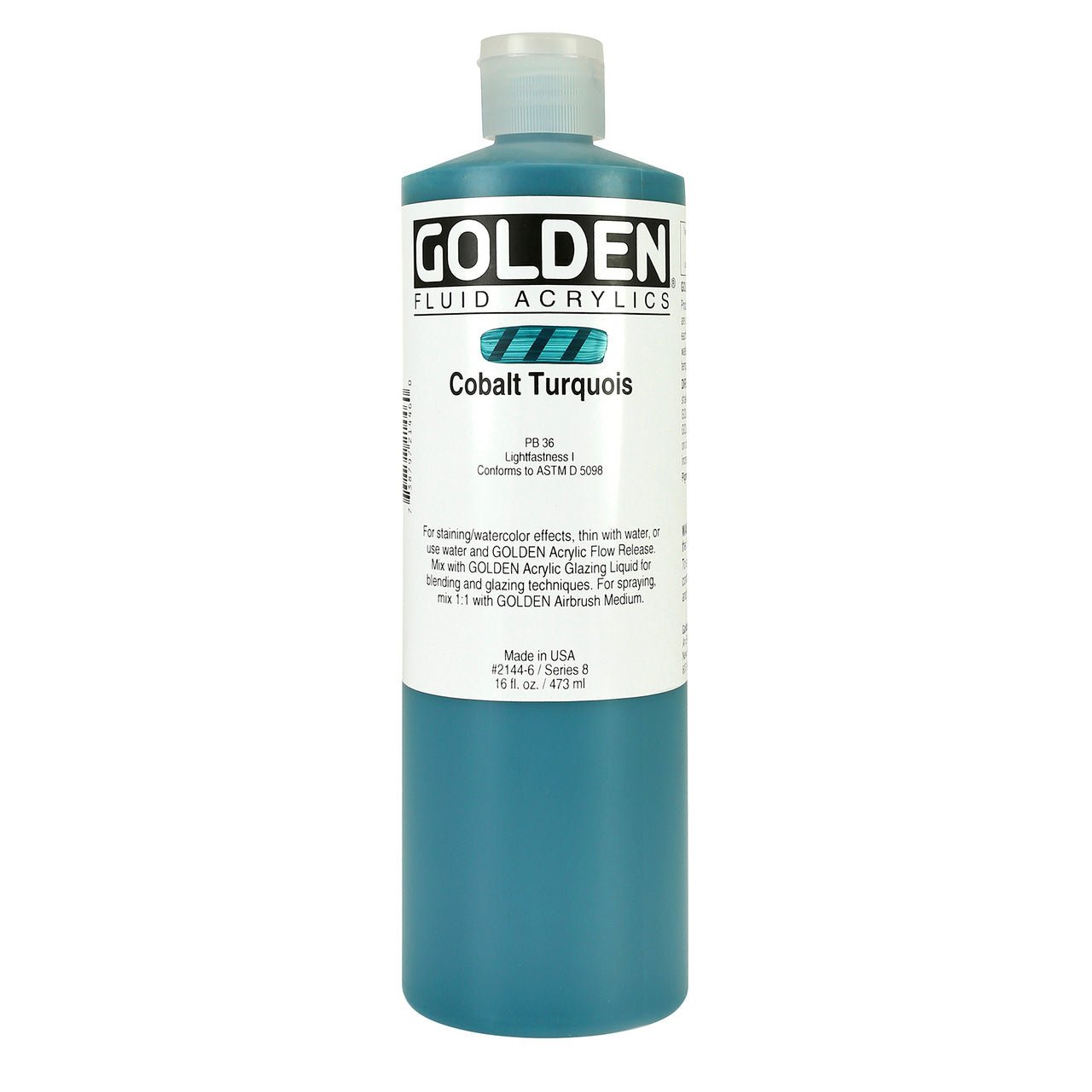 Golden Fluid Acrylic Cobalt Turquoise 16 oz - merriartist.com