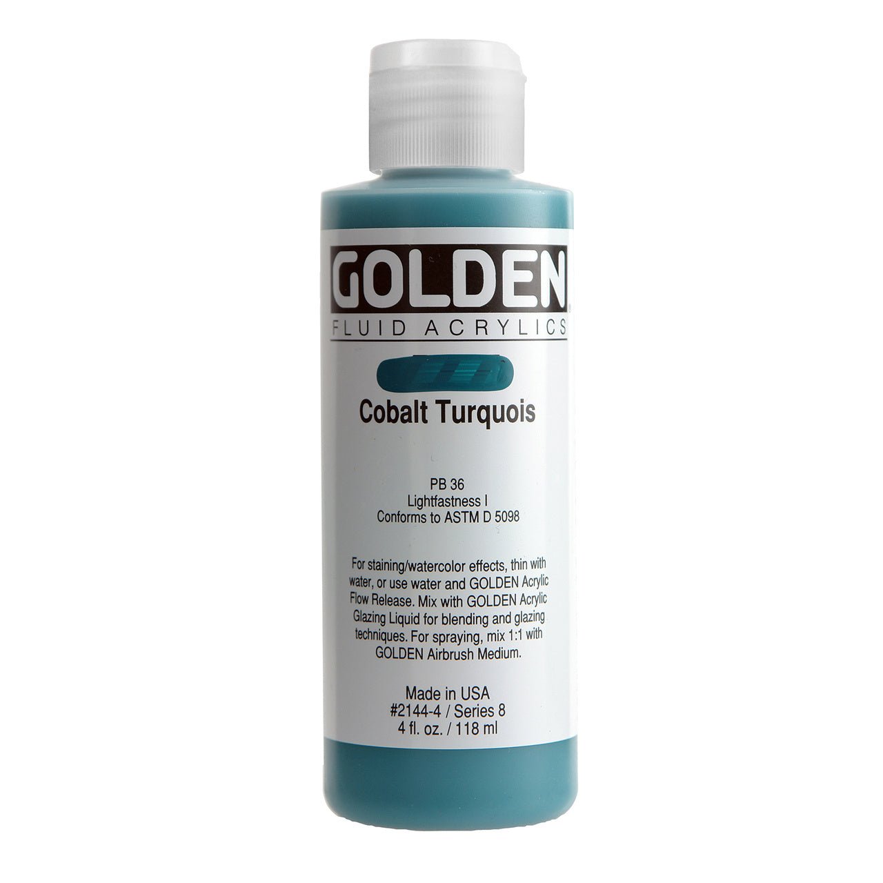 Golden Fluid Acrylic Cobalt Turquoise 4 oz - merriartist.com
