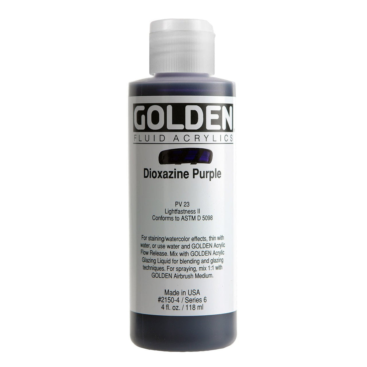 Golden Fluid Acrylic Paint – Violet Fine Interference, 118ml – Colore Fluido Ad Alta Intensità Per Aerografo, Pouring E Dettagli