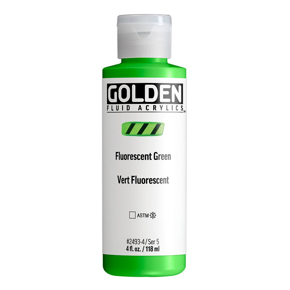 Golden Fluid Acrylic Fluorescent Green 4 oz (pre-order) - The Merri Artist - merriartist.com
