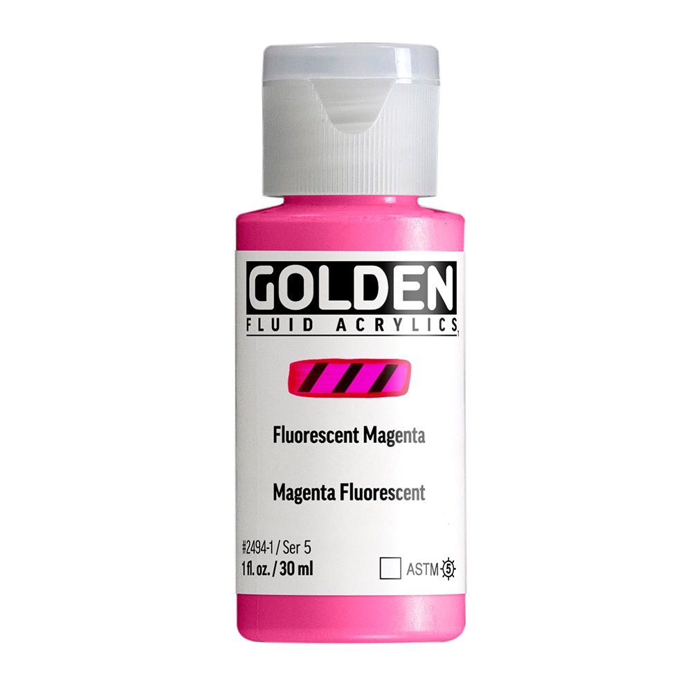 Golden Fluid Acrylic Fluorescent Magenta 1 oz (pre-order) - The Merri Artist - merriartist.com