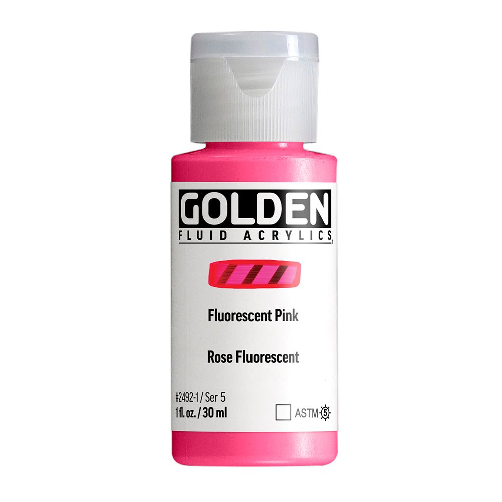 Golden Fluid Acrylic Fluorescent Pink 1 oz (pre-order) - The Merri Artist - merriartist.com