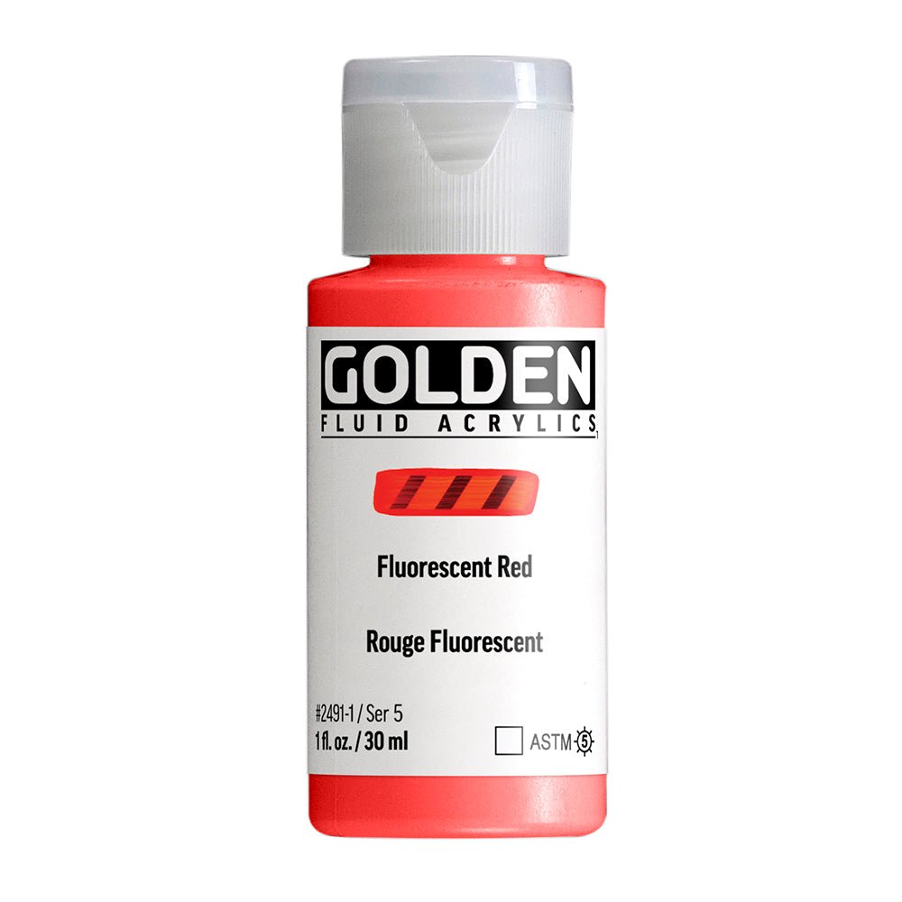Golden Fluid Acrylic Fluorescent Red 1 oz (pre-order) - The Merri Artist - merriartist.com
