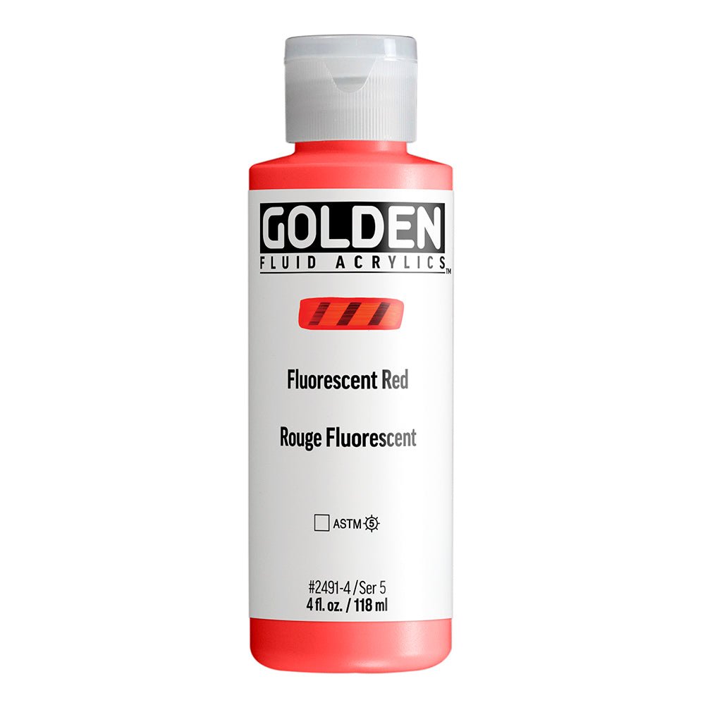 Golden Fluid Acrylic Fluorescent Red 4 oz (pre-order) - The Merri Artist - merriartist.com