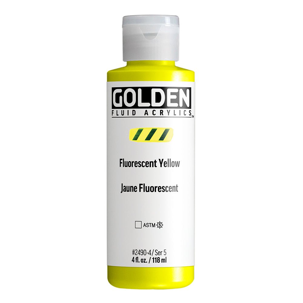 Golden Fluid Acrylic Fluorescent Yellow 4 oz (pre-order) - The Merri Artist - merriartist.com