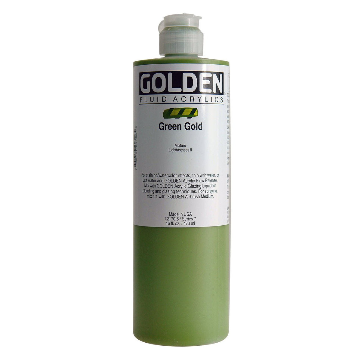 Golden Fluid Acrylic Green Gold 16 oz - merriartist.com