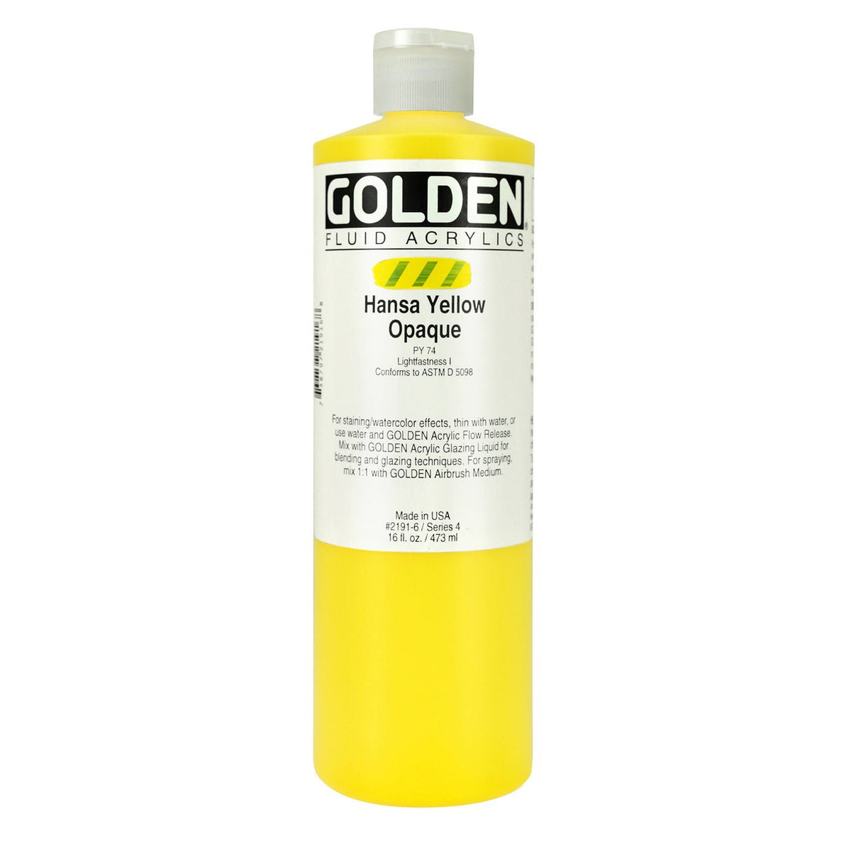 Golden Fluid Acrylic Hansa Yellow Opaque 16 oz - merriartist.com