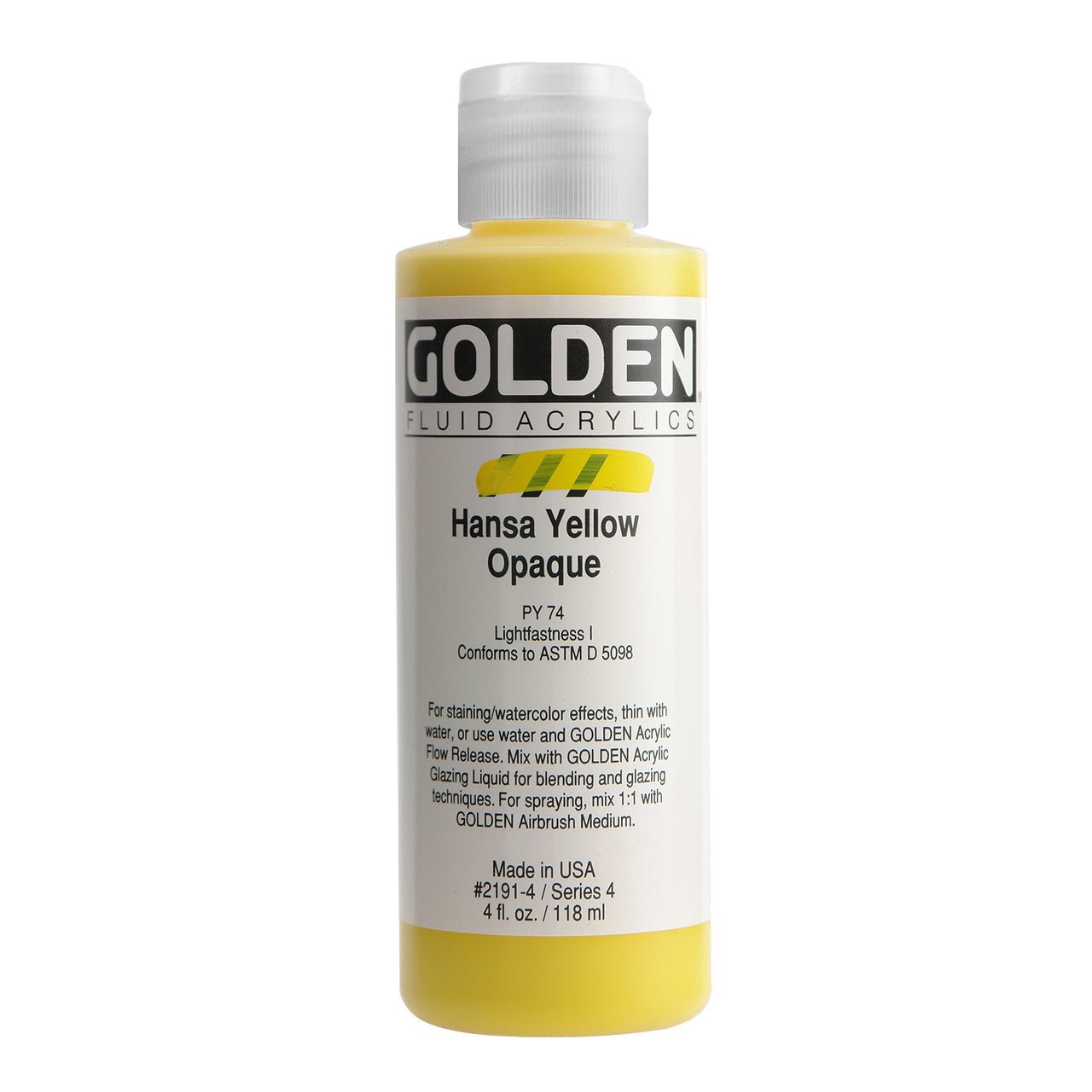 Golden Fluid Acrylic Hansa Yellow Opaque 4 oz - merriartist.com