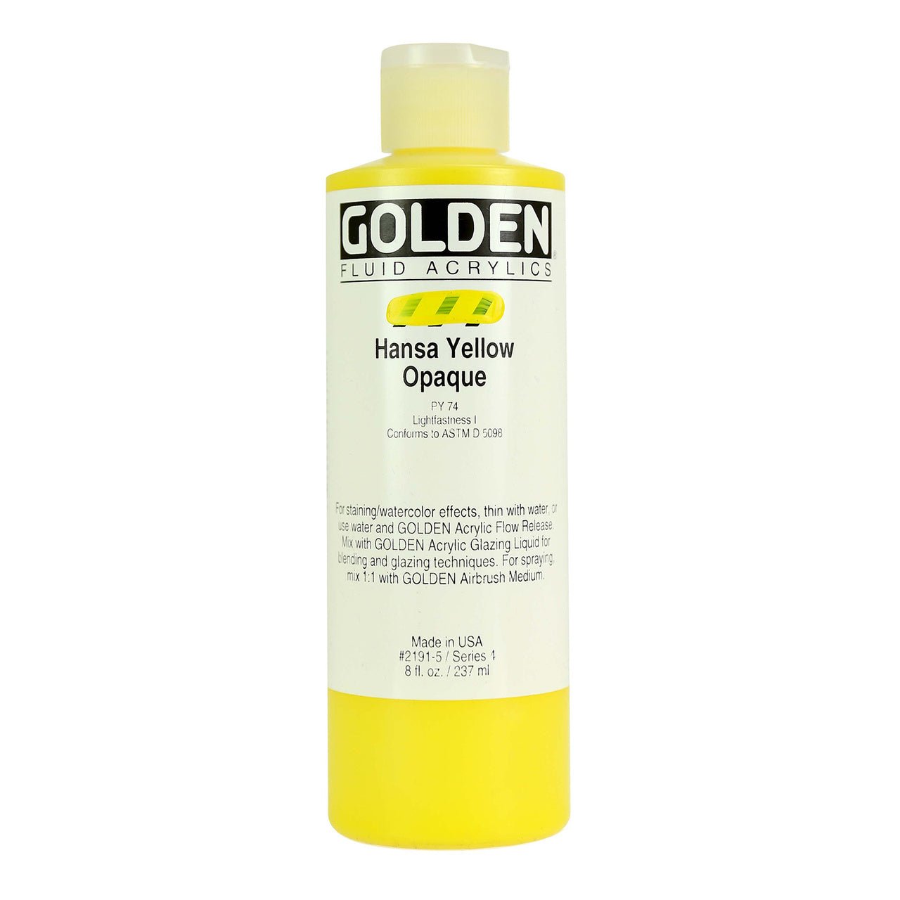 Golden Fluid Acrylic Hansa Yellow Opaque 8 oz - merriartist.com
