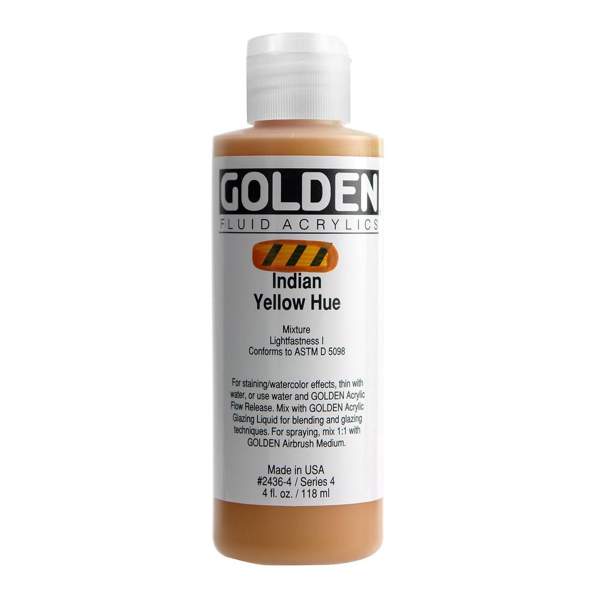 Golden Fluid Acrylic India Yellow Hue 4 oz - merriartist.com