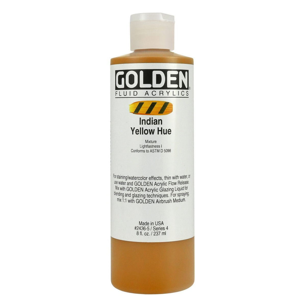 Golden Fluid Acrylic India Yellow Hue 8 oz - merriartist.com