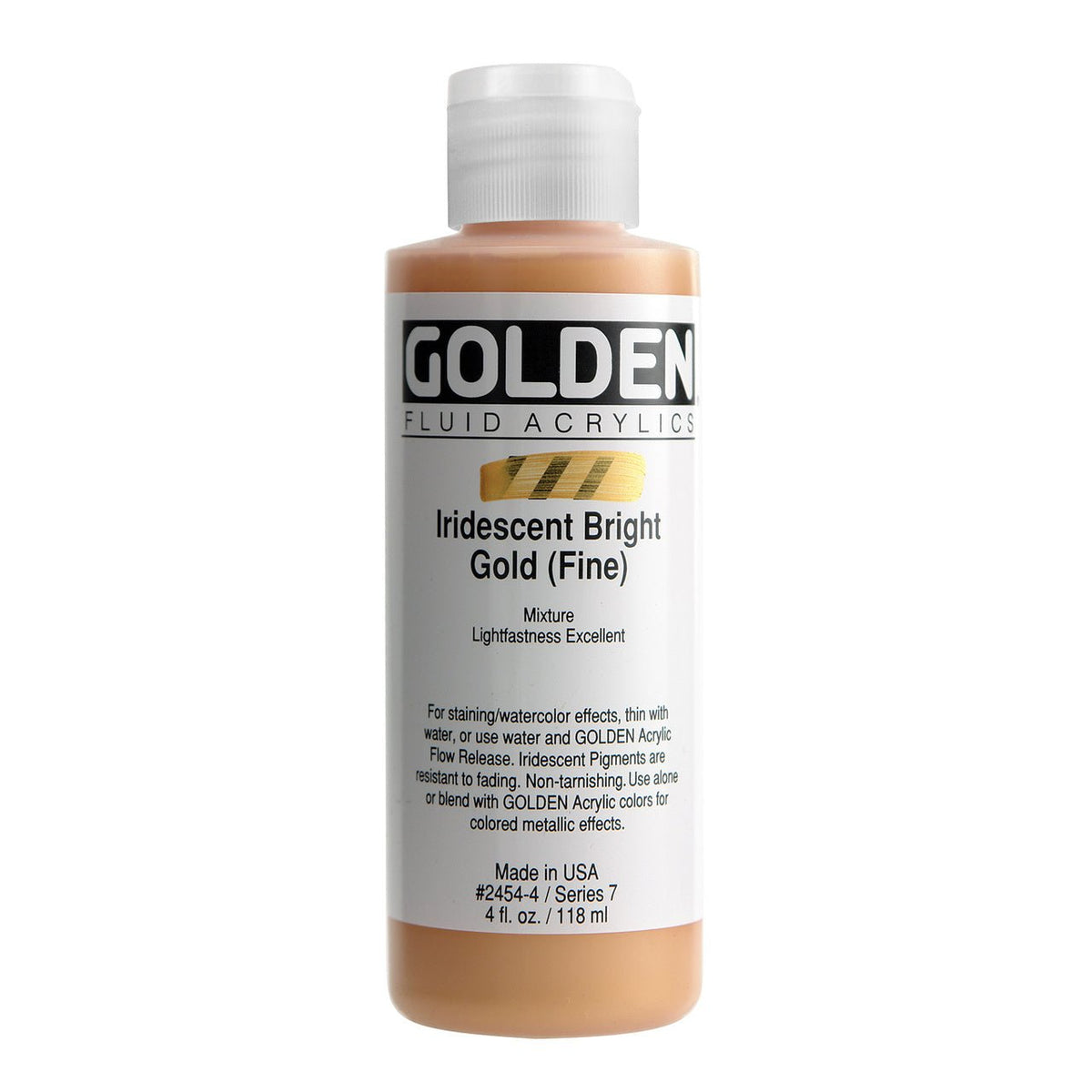 Golden Fluid Acrylic Iridescent Bright Gold (fine) 4 oz - merriartist.com