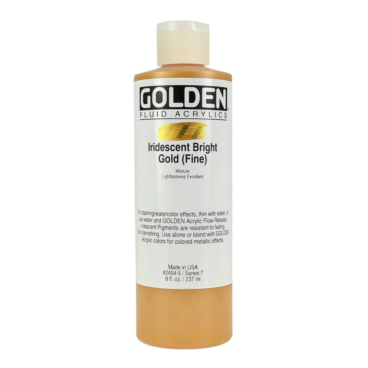 Golden Fluid Acrylic Iridescent Bright Gold (fine) 8 oz - merriartist.com