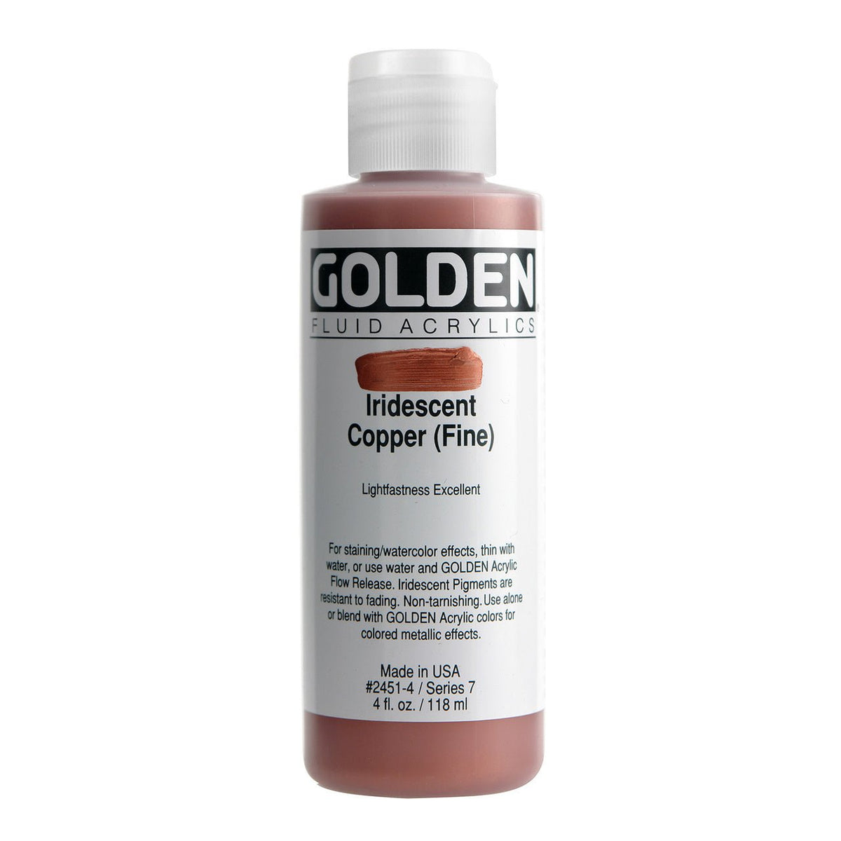 Golden Fluid Acrylic Iridescent Copper (fine) 4 oz - merriartist.com