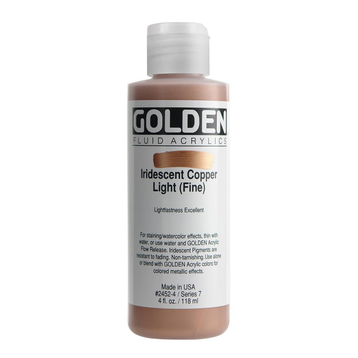 Golden Fluid Acrylic Iridescent Copper Light (fine) 4 oz - merriartist.com