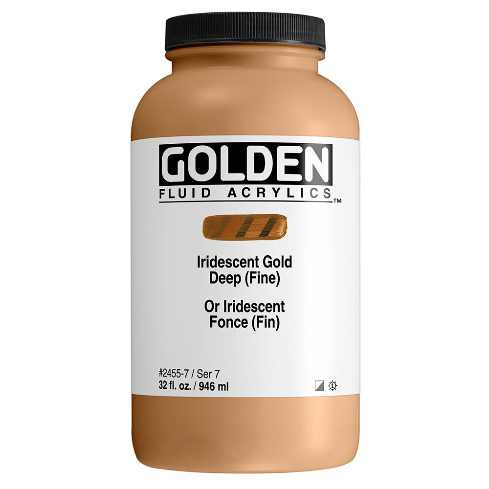 Golden Fluid Acrylic Iridescent Gold Deep (fine) 32 oz - merriartist.com