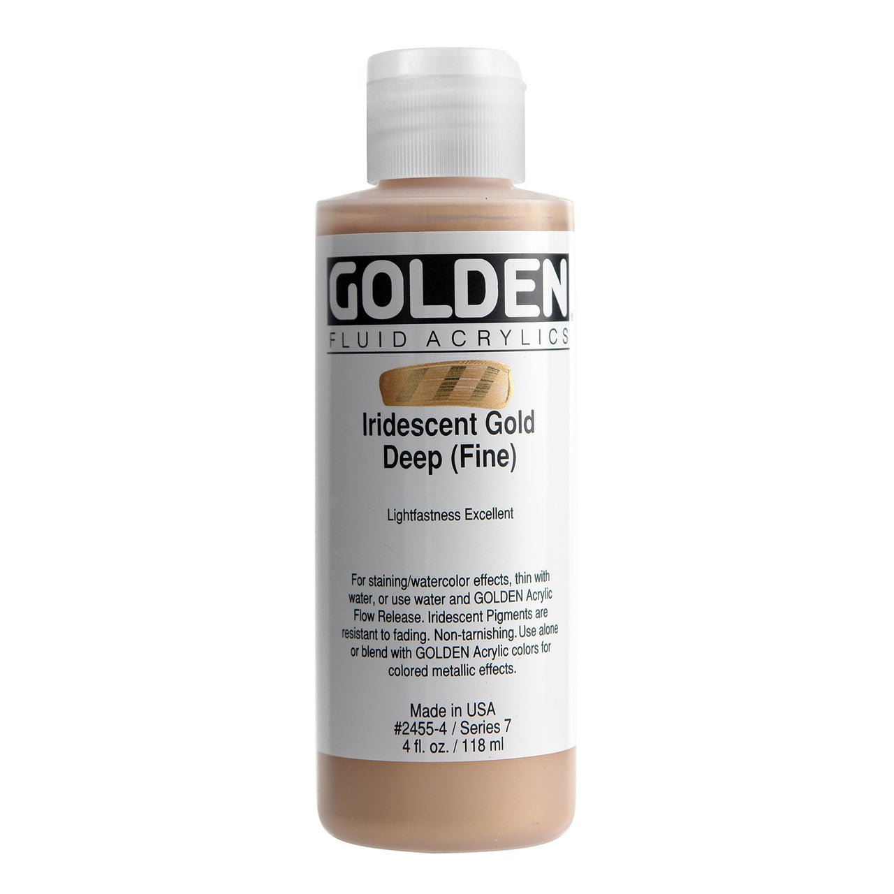 Golden Fluid Acrylic Iridescent Gold Deep (fine) 4 oz - merriartist.com