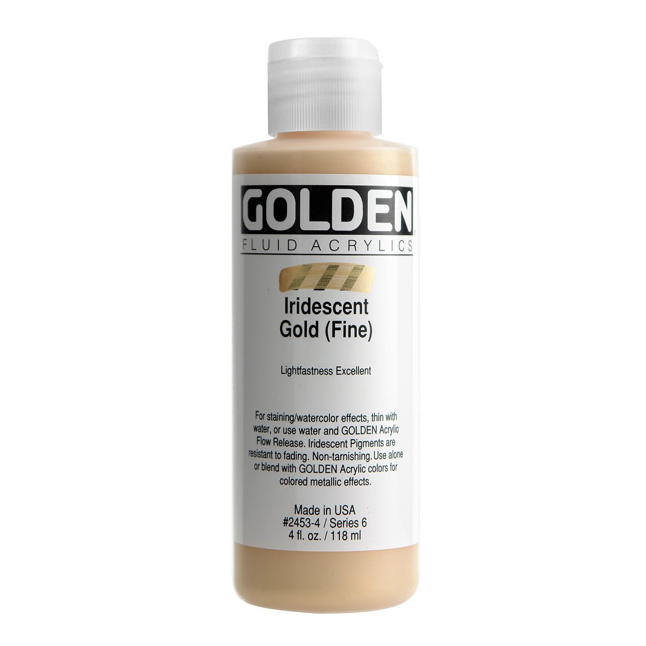 Golden Fluid Acrylic Iridescent Gold (fine) 4 oz - merriartist.com