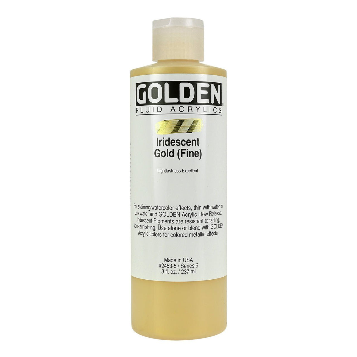 Golden Fluid Acrylic Iridescent Gold (fine) 8 oz - merriartist.com