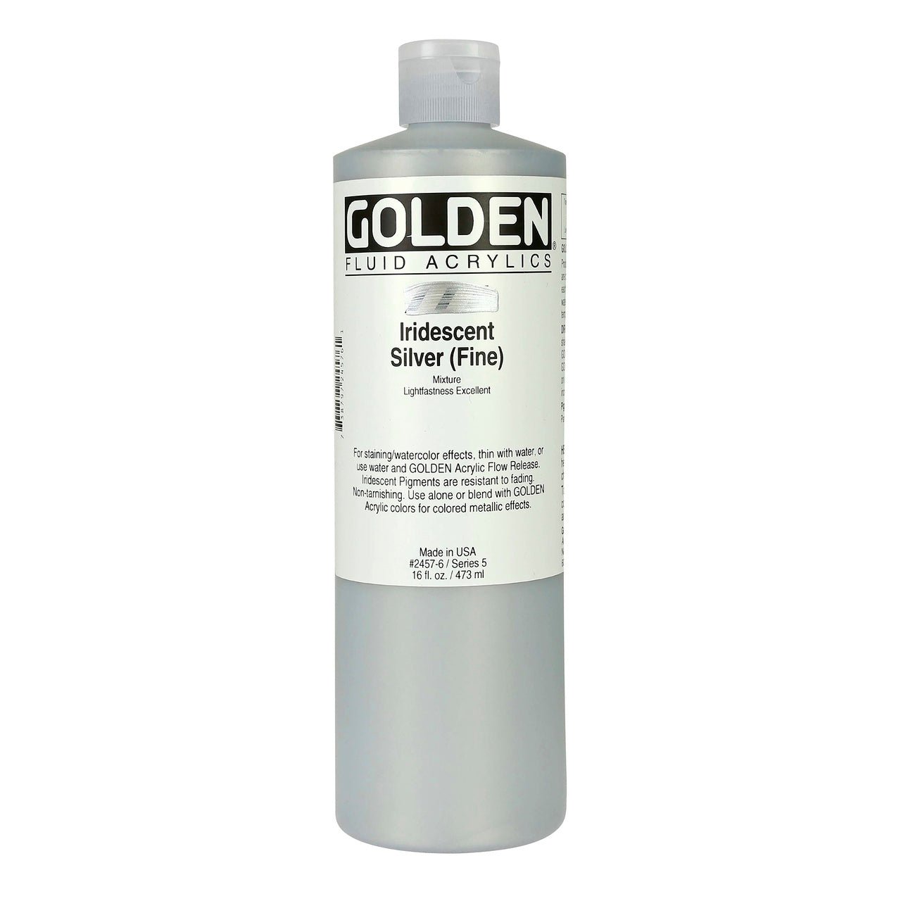 Golden Fluid Acrylic Iridescent Silver (fine) 16 oz - merriartist.com