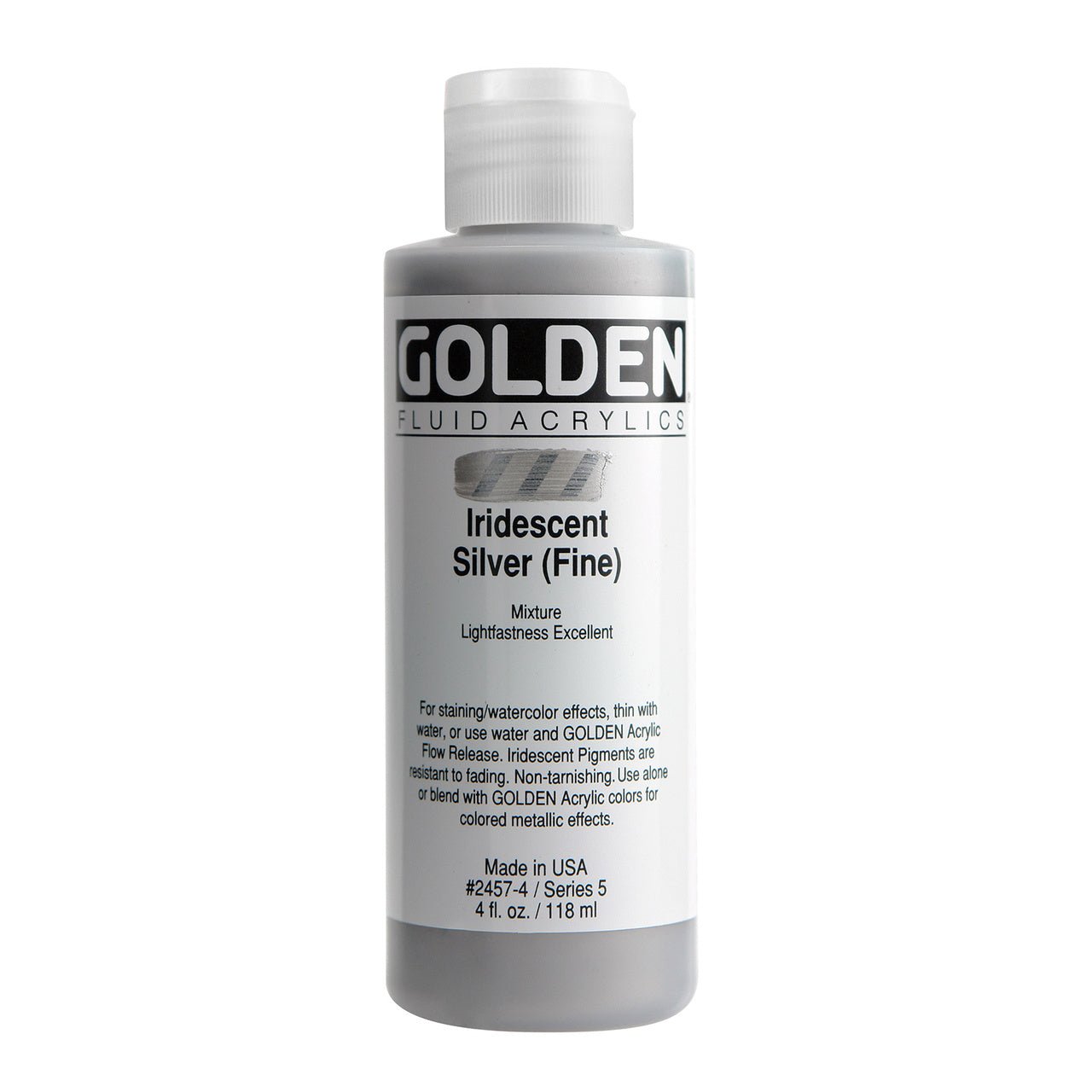 Golden Fluid Acrylic Iridescent Silver (fine) 4 oz - merriartist.com