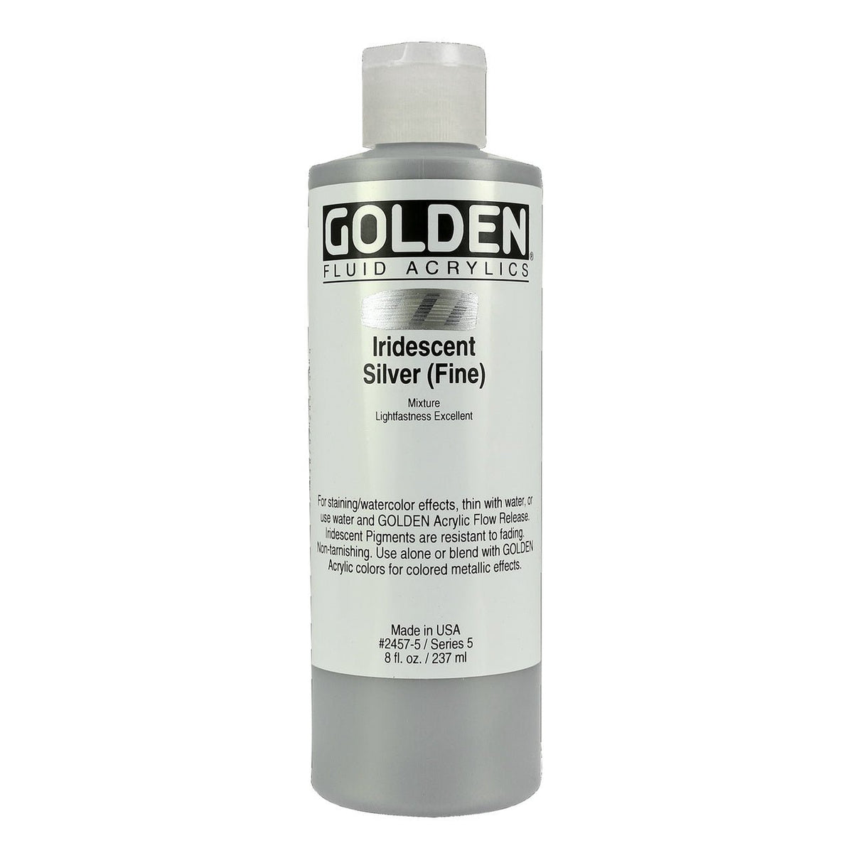 Golden Fluid Acrylic Iridescent Silver (fine) 8 oz - merriartist.com