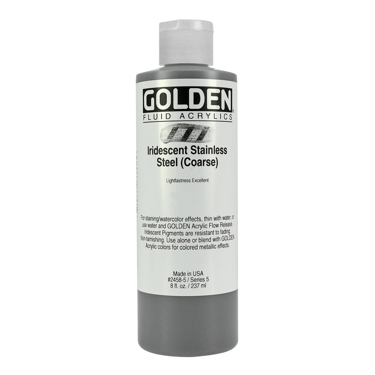 Golden Fluid Acrylic Iridescent Stainless Steel 8 oz - merriartist.com
